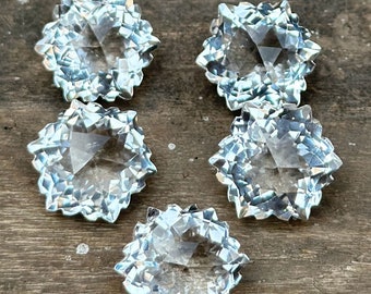 Natural Crystal (White Quartz) Snowflake Cut - Loose Gemstone Making For Jewelry Crystal Quartz Snowflake Cut -White Quartz Gemstone 14x14MM