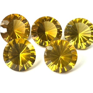 Honey Quartz Concave Cut 15mm Round- 5 stone Honey Quartz
