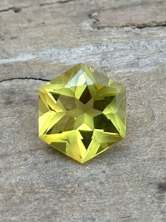 天然レモンクォーツ宝石 - ファンシーカットルースジェム、7.60