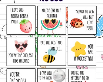 Cute Kids Lunchbox Notes | Printable Cards (Digital)
