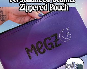 Monedero de cuero personalizado con cremallera // Bolsa para banco // Bolsas para lápices y rotuladores // Bolsa de maquillaje // Bolsa para medicamentos // Fondo para emergencias