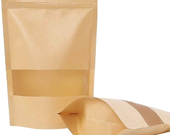 Resealable Kraft Bag with Window-Great for Eco Friendly Packaging