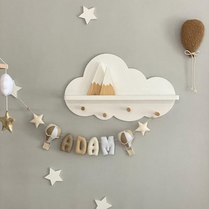 Letrero personalizado con nombre de bebé, guirnalda de globos aerostáticos, pancarta con nombre personalizado, pancarta decorativa de pared, pancarta de fieltro para cumpleaños con decoración neutra para guardería.