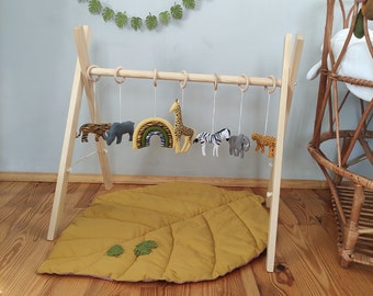 Baby Play Gym Toys, Jungle Nursery Decor, Hanging Baby Gym Toys, Felt Animals Activity Gym Toy, Montessori Baby Gym Toys, Gift Newborn