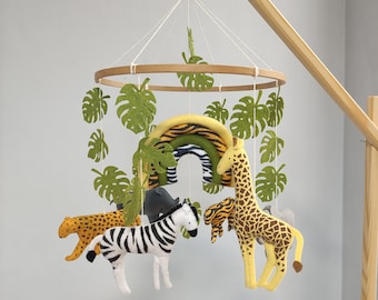 Safari Baby Mobile, Jungle Nursery Decor, Safari Theme Giraffe, Zebra Felt Crib Mobile, Event Decorations, Toddler Activities, New Mom Gift