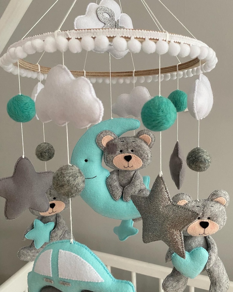 Gender Neutral Baby Mobile Bear Crib Mobile Baby Shower Decor Etsy