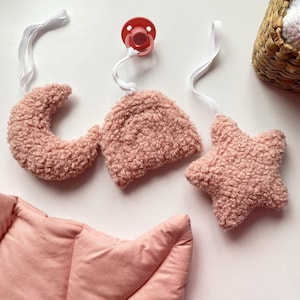 Schnuller Clip, Mond und Stern Form, Weihnachten Baby Geschenk, Baby Accessoire, Herzlichen Glückwunsch Neugeborene, Geschenk Neugeborene