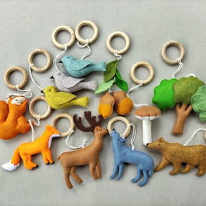 Baby play gym toys, baby gift basket, baby gym hanging toys, baby shower themed, forest animals, woodland mobile, newborn gift