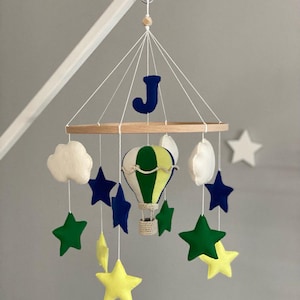 Hot Air Balloon Crib Mobile, Nursery Felt Mobile, Travel Theme Nursery, Custom Mobile, Addition to Cloud Baby Mobile, Welcome Baby Gift