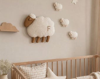 Sheep Wall Decor for Nursery, Lamb Family Wall Art, Farm Animal Decor, Baby Room Decoration, Personalized Sheep Gift