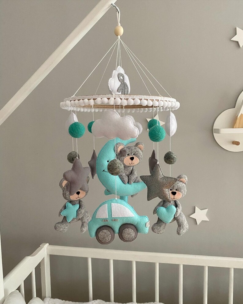 Gender Neutral Baby Mobile Bear Crib Mobile Baby Shower Decor Etsy