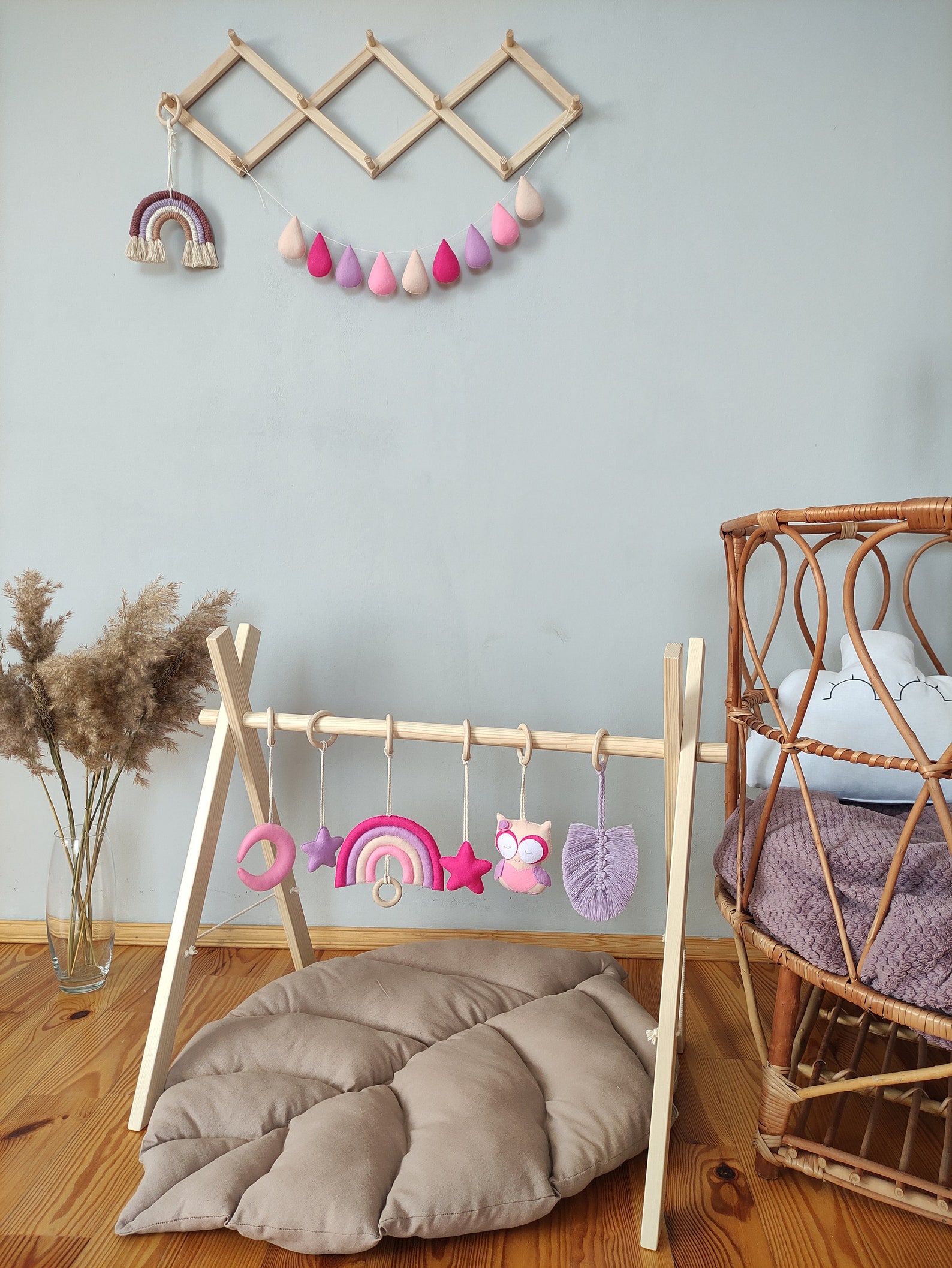 Baby Play Gym Toys Pink Personalized Play Gym With Hanging Etsy