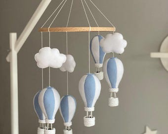 Heteluchtballon decor kinderkamer, vilt luchtballon wieg mobiel, kinderkamer baby mobiel, cadeau voor baby, decor kinderkamer, gepersonaliseerd babycadeau