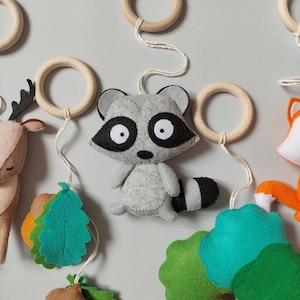 Baby Play Gym Toys Woodland Baby Toy Raccoon, Fox, Deer, Tree Felt Toys, Montessori Toys Animal Activity Gym Toy