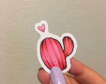 Pink Cactus mini sticker  |  cute cacti stickers  |  gifts for kids  |  lovers of cactus and desert  |  adorable waterbottle stickers