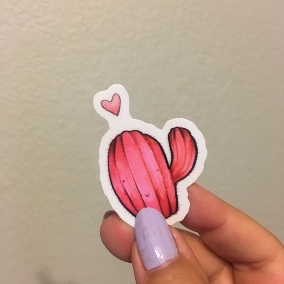 Pink Cactus mini sticker  |  cute cacti stickers  |  gifts for kids  |  lovers of cactus and desert  |  adorable waterbottle stickers