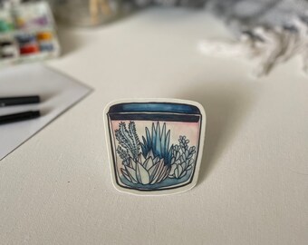 Succulent terrarium vinyl sticker | gifts for plant and nature lovers | weatherproof waterbottle stickers