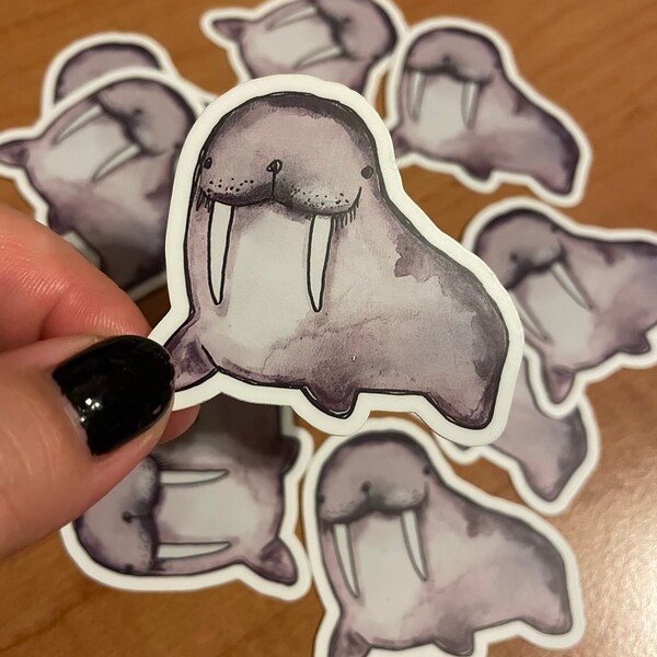 2 inch Purple Walrus Mini sticker | gifts for kids | vinyl waterbottle stickers | cute ocean creatures