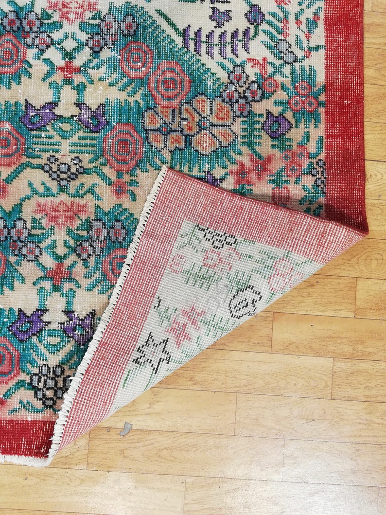 Anatolian Turkish Rug Vintage Carpet 6/'2x3/'4 ft Oushak Rug Area Rug Traditional Rug Bohemian Rug Teppich Handmade Rug Colorful Rug