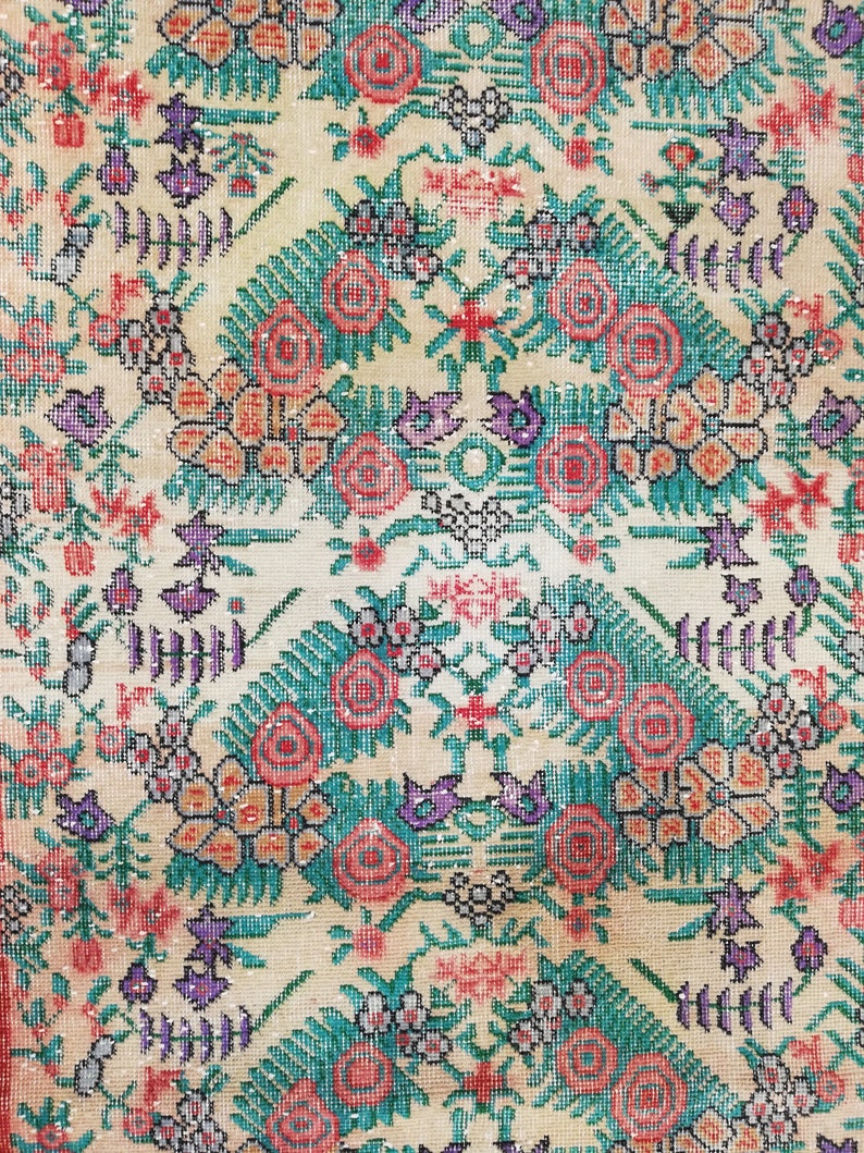 Anatolian Turkish Rug Vintage Carpet 6/'2x3/'4 ft Oushak Rug Area Rug Traditional Rug Bohemian Rug Teppich Handmade Rug Colorful Rug