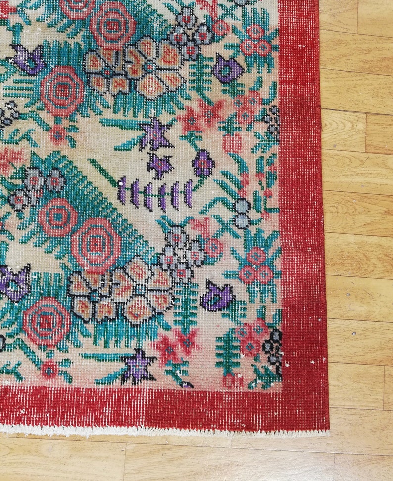 Anatolian Turkish Rug Vintage Carpet 6/'2x3/'4 ft Oushak Rug Area Rug Traditional Rug Bohemian Rug Teppich Handmade Rug Colorful Rug