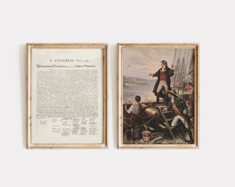 Unabhängigkeitserklärung / INSTANT DOWNLOAD / Antike amerikanische Wandkunst / 4. Juli Dekor / Unabhängigkeitstag Zeichen / Vintage USA Printable