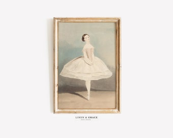 Ballerina / Vintage Oil Painting  / INSTANT DOWNLOAD / Girls Nursery Art Download /  Vintage Art PRINTABLE / Entry Wall Decor