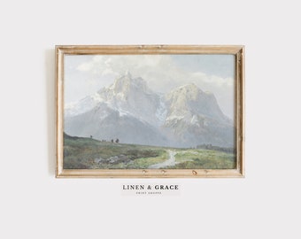Living Room Art Instant Download /  Mountain Landscape / Rustic Home Decor /  Vintage Art PRINTABLE / Entry Wall Decor
