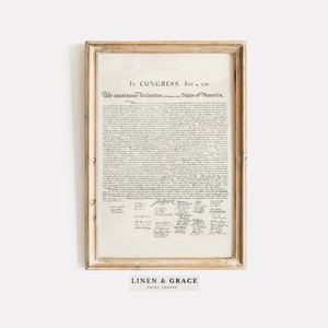 Declaration of Independence / INSTANT DOWNLOAD / Antique American Wall Art / July 4th Decor/  Independence Day Sign /  Vintage USA Printable
