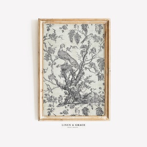 Vintage Textile Bird Print / Vintage Print / Living Room Art Download /  Girls Room Art PRINTABLE / Bathroom Wall Decor