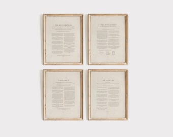 Żywy Chrystus / Proklamacja o rodzinie / Przywrócenie / Artykuły wiary / Zestaw czterech sztuk / Grafika ścienna Kościoła Jezusa Chrystusa Świętych w Dniach Ostatnich / Wydruk dla świętych w dniach ostatnich