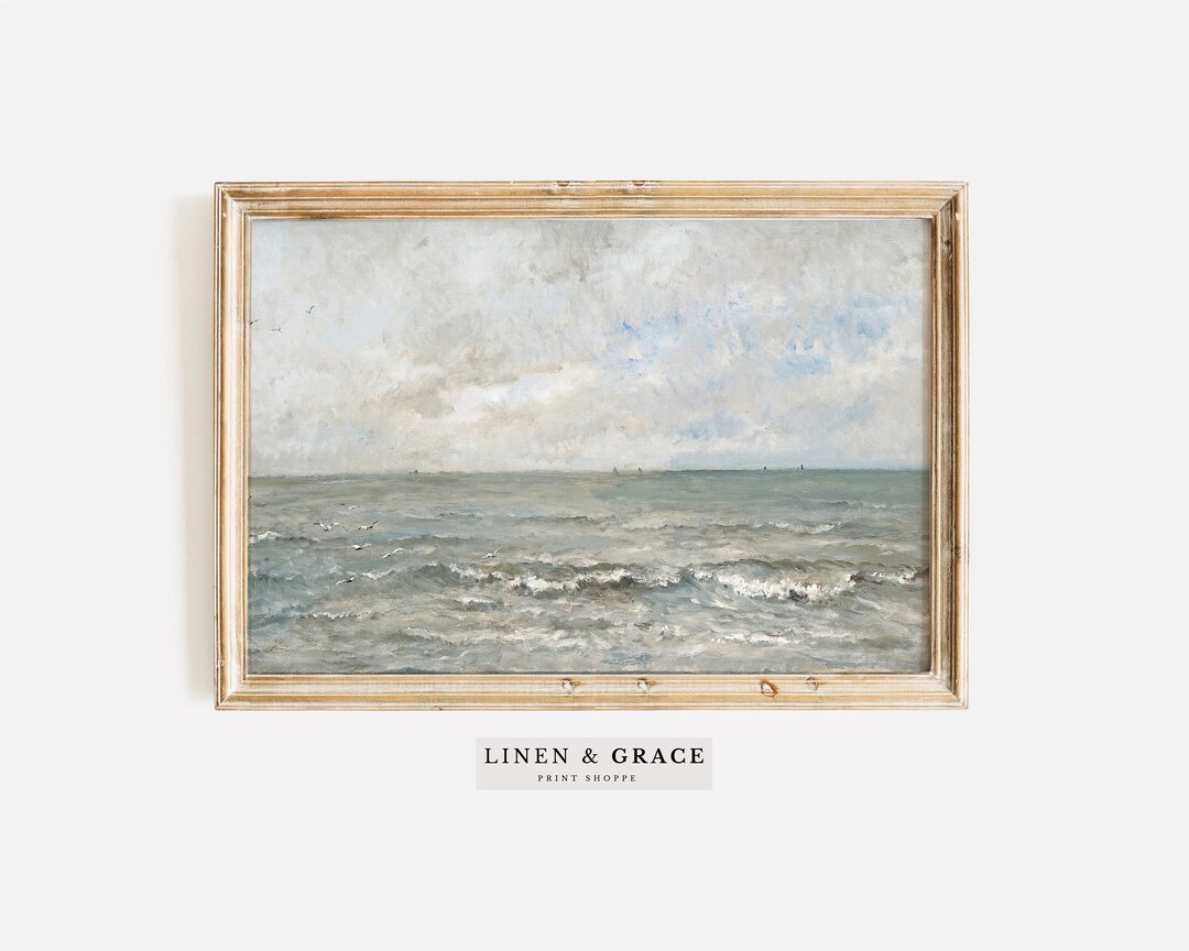 Vintage Waves Seascape / Vintage Coastal Landscape / Ocean Landscape ...