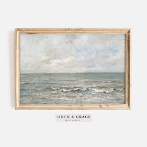 Vintage Waves Seascape / Vintage Coastal Landscape / Ocean Landscape / Living Room Wall Art / Entry Wall Decor