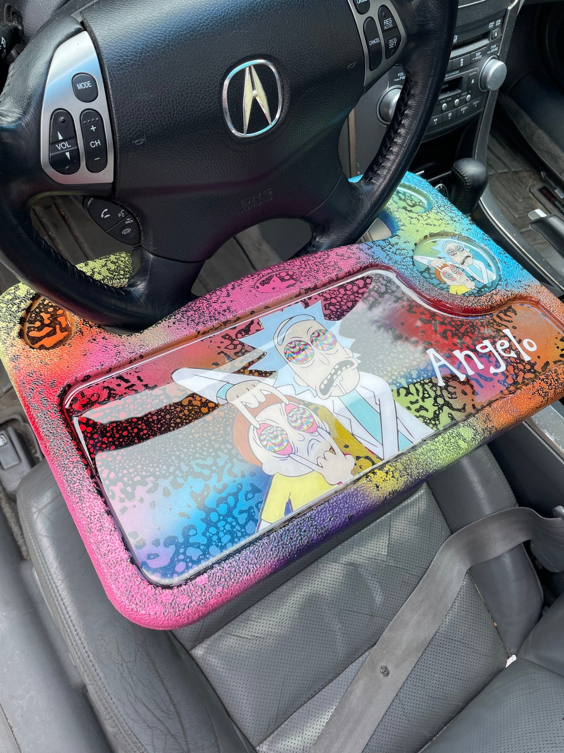 Trippy Car Rolling Tray Set Custom Car Steering Wheel Etsy