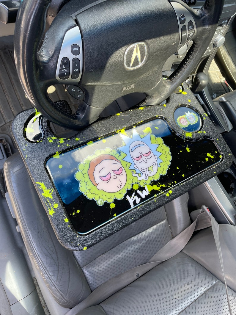 Rick & Morty Car Steering Wheel Tray Custom Car Rolling Etsy