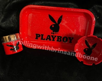 PlayBoy Custom Rolling Tray Set | Girly Rolling Set | Perfect Gift