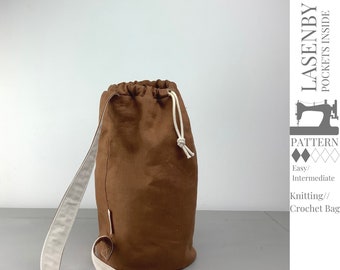 Boho Duffle Project Bag Sewing Pattern: Knit Crochet Organizer (PDF Pattern)