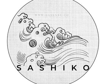 Sashiko Pattern Japan Ocean Embroidery Template - 4" 5" 6" 7" - FREE Embroidery Stitch Guide - PDF Home Print 017