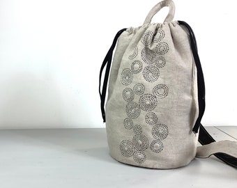 SEWING PATTERN: Sashiko Circles Embroidery & Crossbody Bag - Duffle Backpack - Simple Design - Beginner Friendly - Taru Bag Boho
