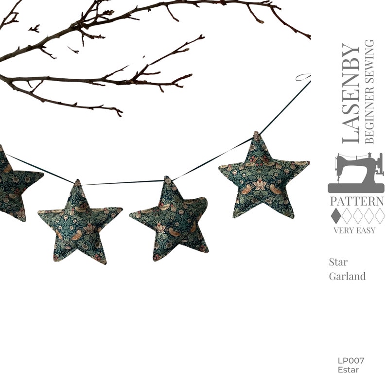 Star Bunting Garland Name Banner Applique Sewing Pattern PDF Digital Download Beginner Friendly LP007 image 3