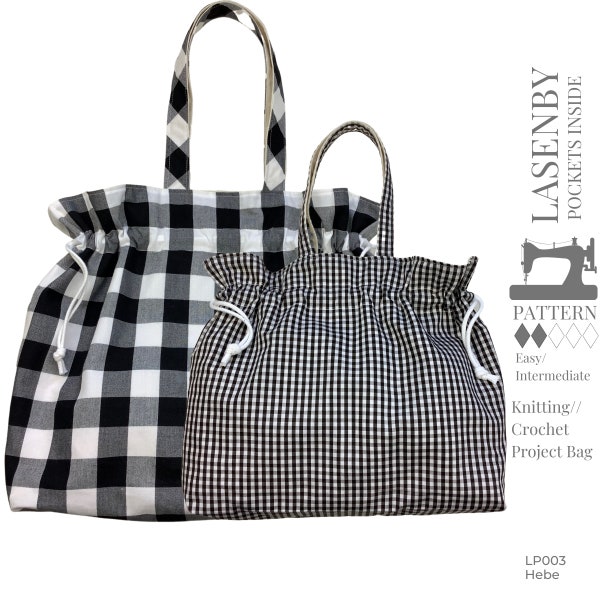 SEWING PATTERN Knit Project Bag Pattern with Pockets - Weekend Bag and Day Tote - Lasenby Pattern - Small & Large Hebe Bag LP003