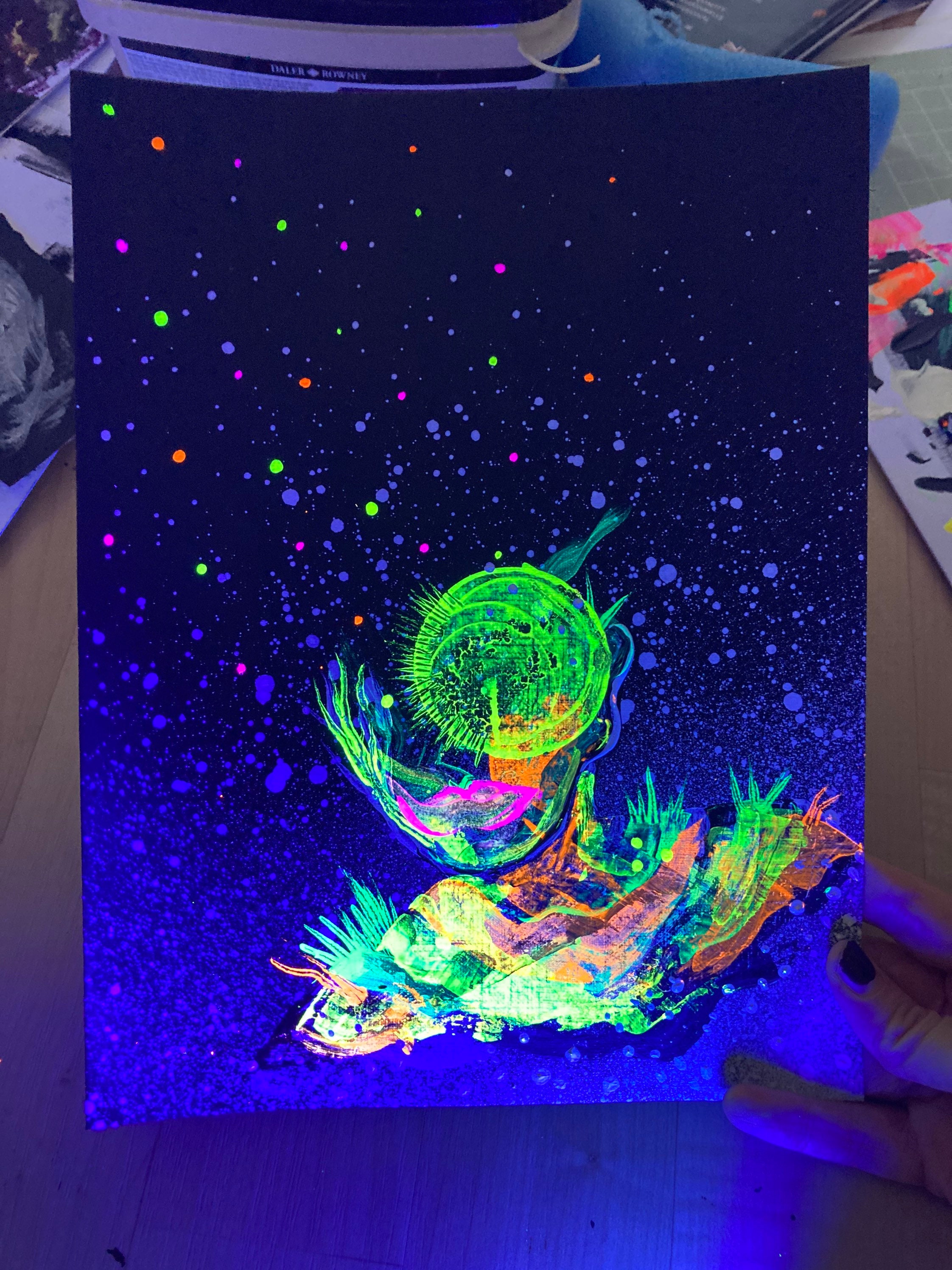 278. UV reactive original abstract acrylic portrait painting/ Etsy