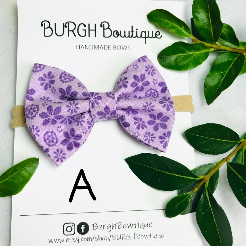 Pastel Headband Handmade Bow Purple Floral Bow Headband Newborn Headband Baby Headband