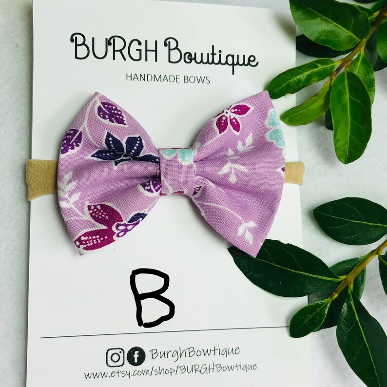 Pastel Headband Handmade Bow Purple Floral Bow Headband Newborn Headband Baby Headband