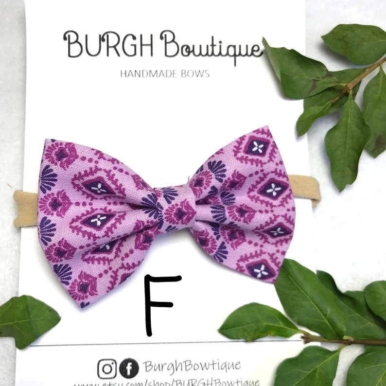 Pastel Headband Handmade Bow Purple Floral Bow Headband Newborn Headband Baby Headband
