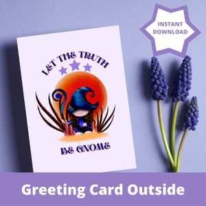 Gnome Greeting - Blank Inside - Write Your Own Message - Fun Wizard Gnome Card