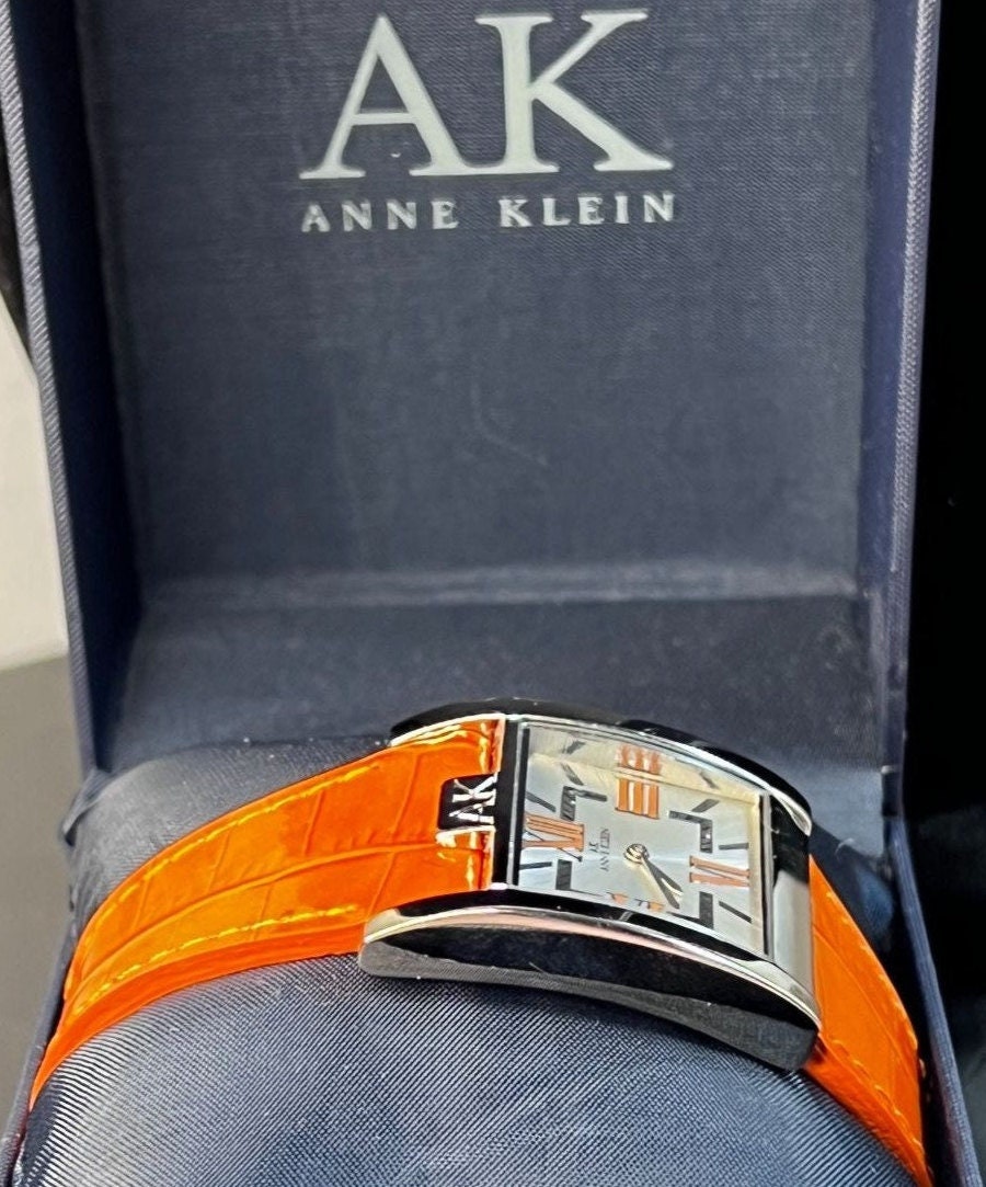 Anne Klein Watch Silver and Orange Crocodile Leather 1\
