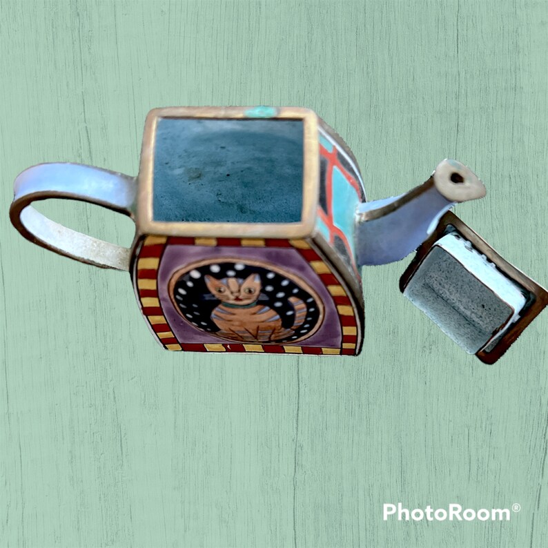 Very Rare Kelvin Chen Miniature Teapot Orange Cat Trinket Box Etsy