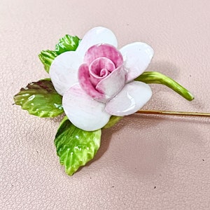 Wild Rose Stick Pin, Vintage Enamel Stick Pin, Hat Pin, Valentines Day, Valentine Gift, Gift for Her, Gift For Mom, Mothers Day, Pink Rose