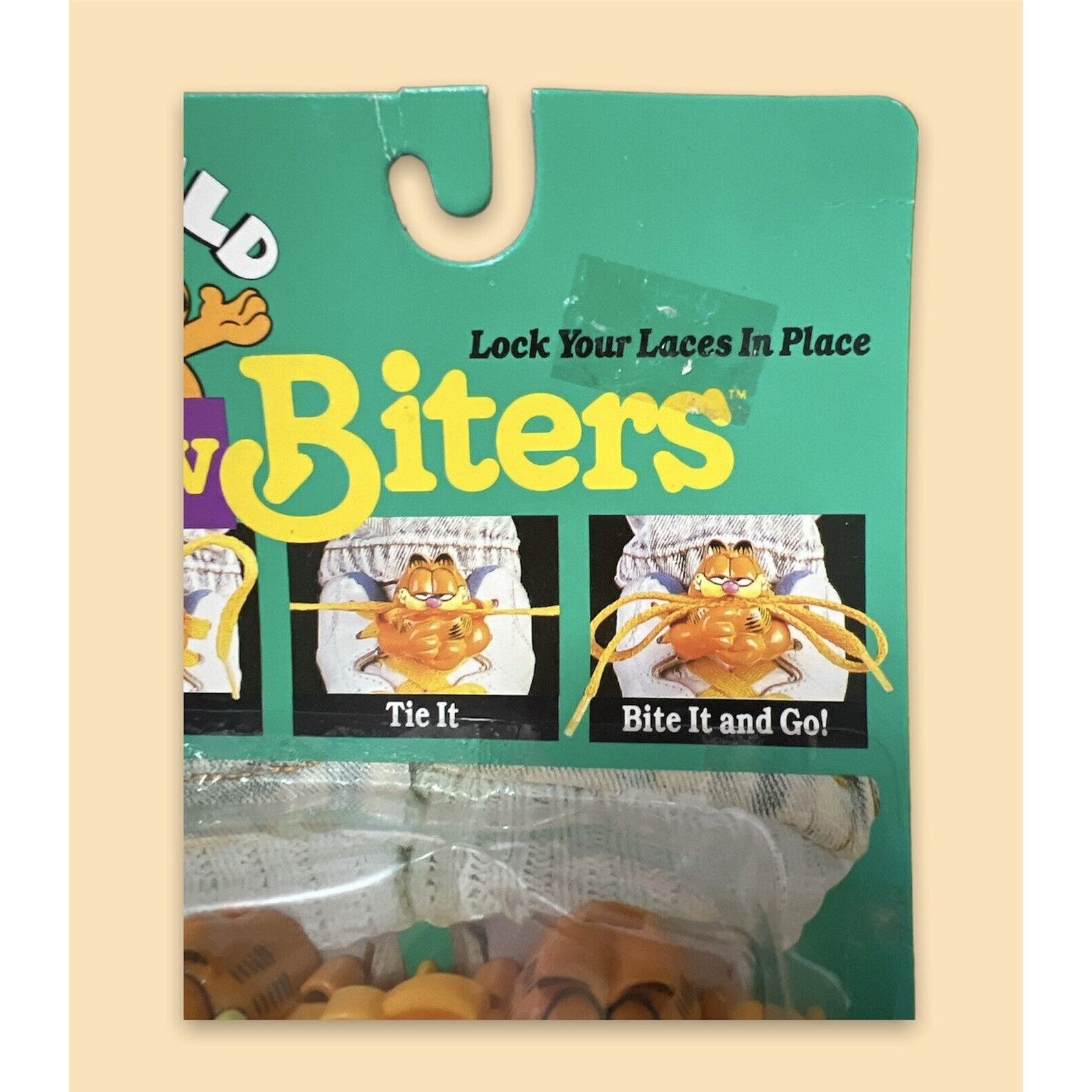 RARE 1978 Vintage Garfield Brookside Bow Biters Kids Shoe Lace Locks